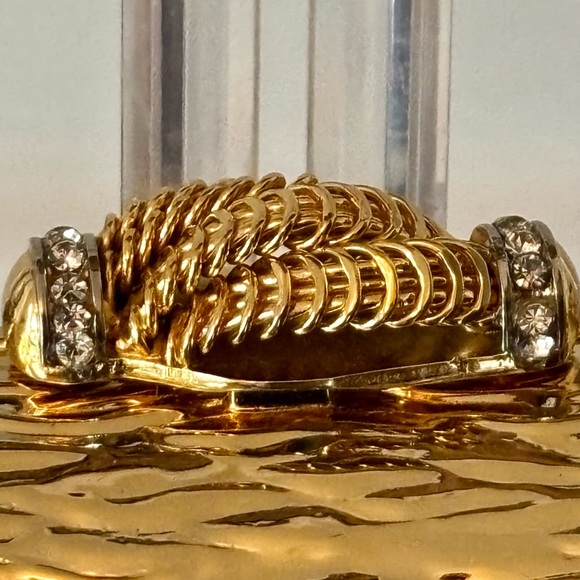 Vintage Rodo Gold Metal Swarovski Crystal Clutch Purse - Picture 2 of 12